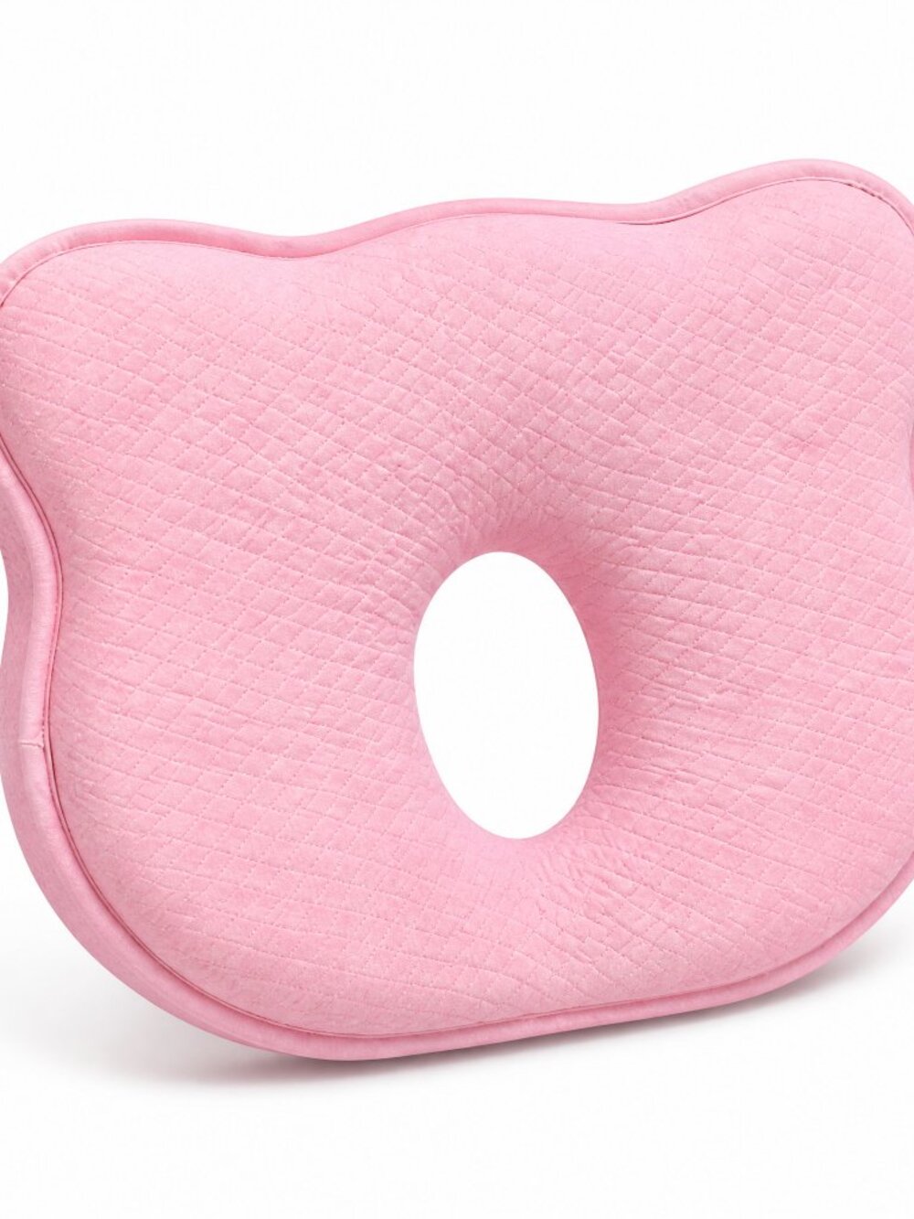Soft and Breathable Baby Pillow with Memory Foam and Bear Design (Pink)